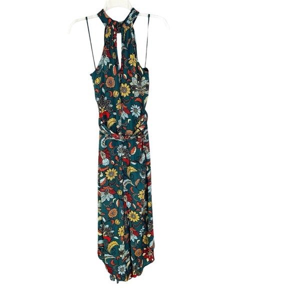 Anthropologie Geneva Halter Wide Leg Floral Jumpsuit Green Size XS - Picture 6 of 14